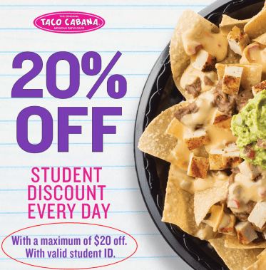 taco cabana student discount
